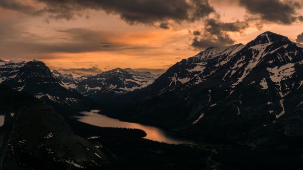 Mountains Sunset Top Lake Clouds Wallpaper