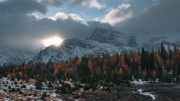 Mountains Trees Clouds Image Wallpaper