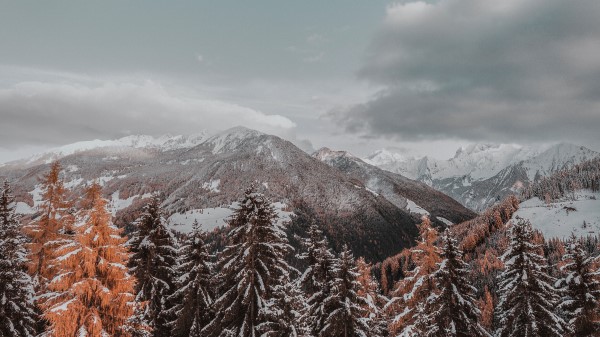 Mountains Trees Clouds Picture Wallpaper