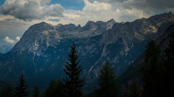 Mountains Trees Clouds Wallpaper