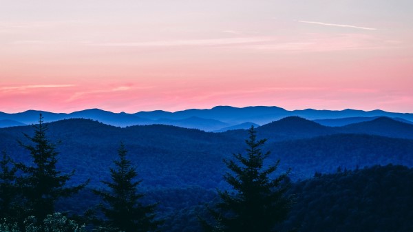 Mountains Trees Sky Picture Wallpaper