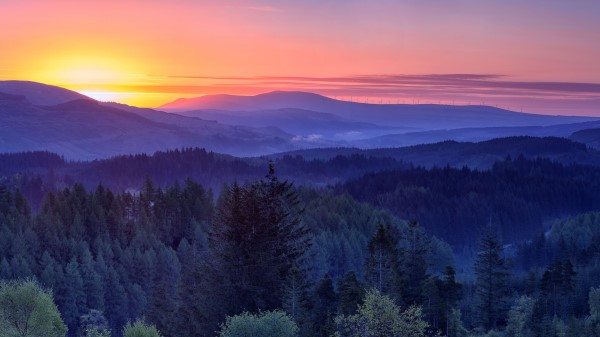 Mountains Trees Sunset Image Wallpaper