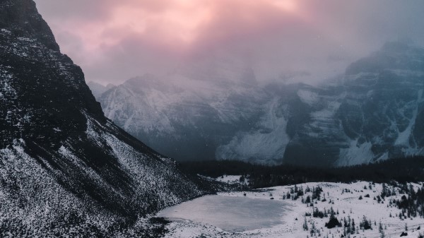 Mountains Valley Snow Wallpaper