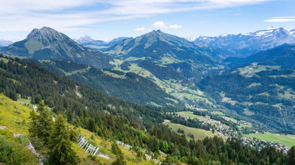 Mountains Valley Village Wallpaper