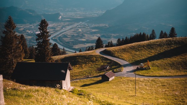 Mountains Village Landscape Wallpaper