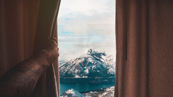 Mountains Window Curtain Wallpaper