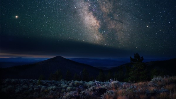Nebula Mountains Stars Wallpaper