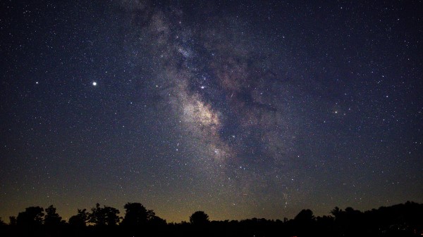 Nebula Stars Trees Wallpaper