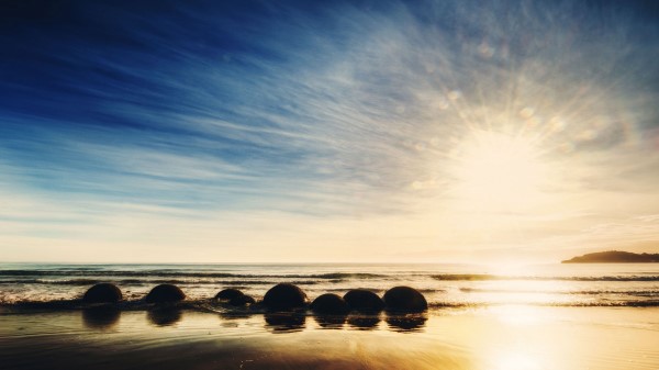 New Zealand Ocean Sunrise Rock Wallpaper