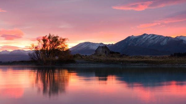 New Zealand Sunrise Lake Mountains Wallpaper