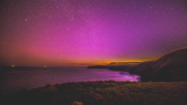 Night Starry Sky Stars Sea Shore Wallpaper