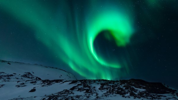 Northern Lights Relief Snowy Wallpaper