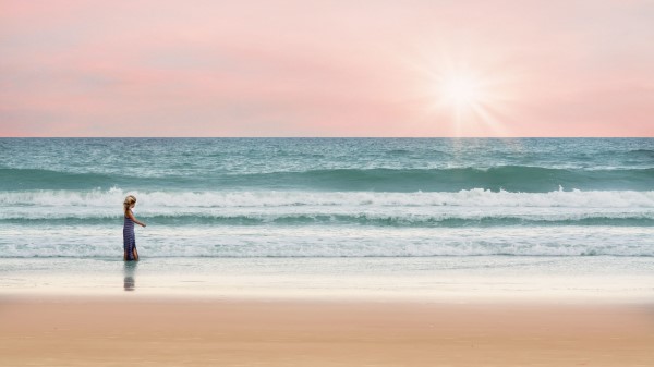 Ocean Child Shore Wallpaper