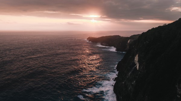 Ocean Island Sunset Wallpaper