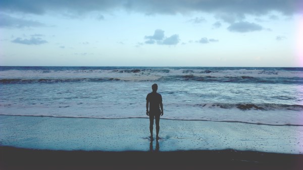 Ocean Man Shore Beach Waves Wallpaper