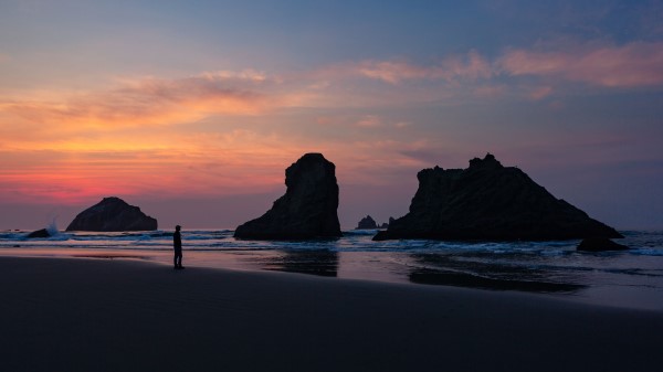 Ocean Silhouette Sunset Wallpaper