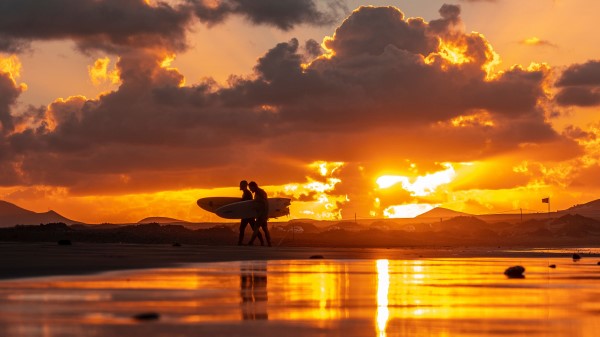 Ocean Silhouettes Surfing Wallpaper