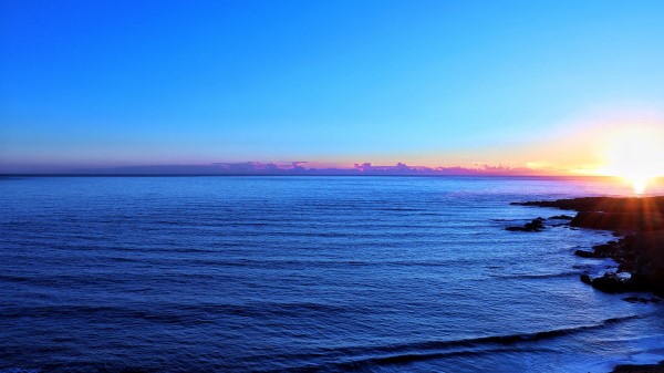 Ocean Skyline Sky Sunset Wallpaper
