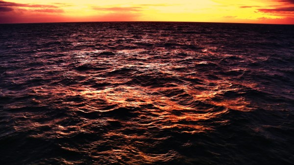 Ocean Sunset Twilight Horizon Wallpaper