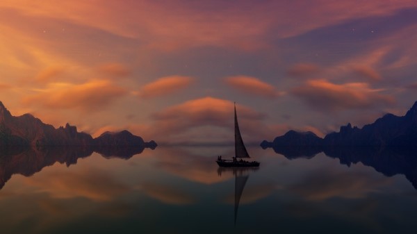 Panorama Boat Mountains Ls wallpaper