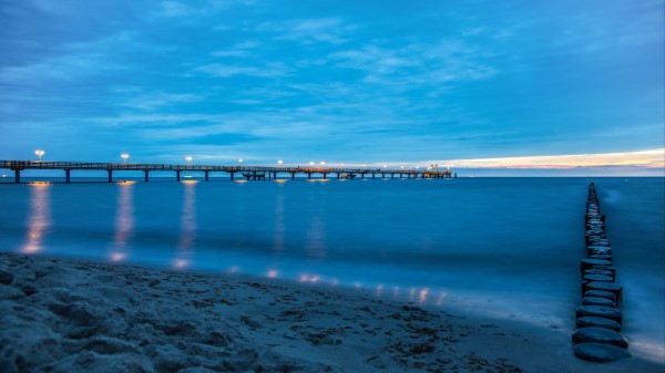 Pier Beach Sunset Wallpaper