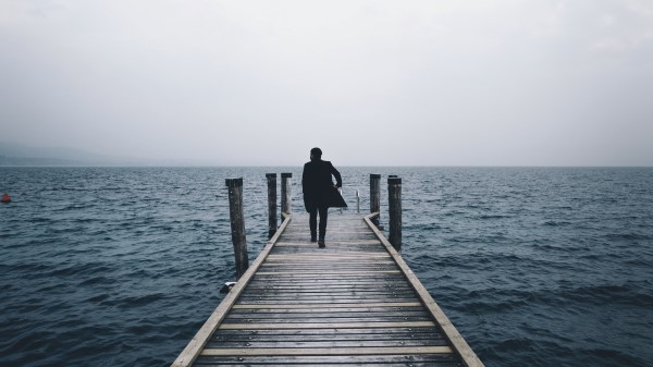 Pier Man Sea Wallpaper