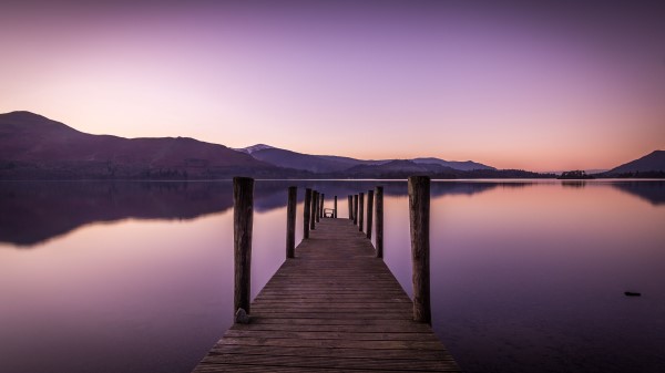 Pier River Mountains Image Wallpaper