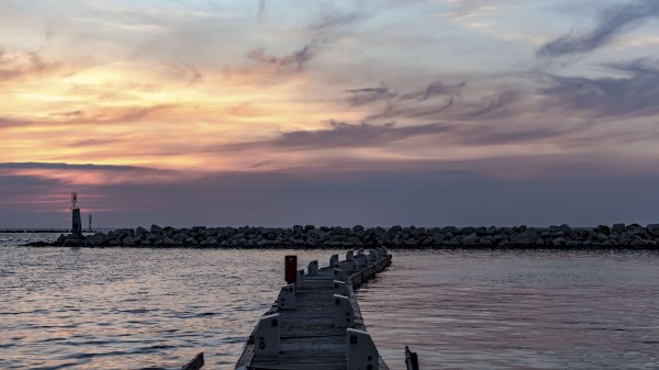 Pier Sea Stones Horizon Wallpaper
