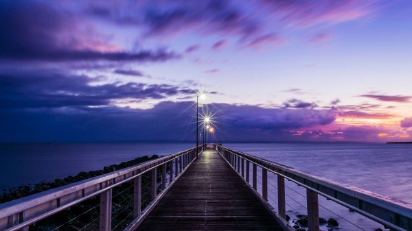 Pier Sunset Horizon Wallpaper