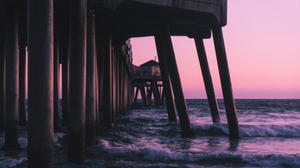 Pier Waves Sea Wallpaper