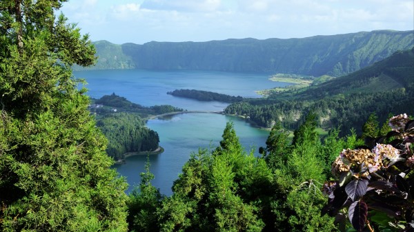 Portugal Azores Lake Sky Wallpaper