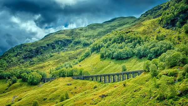 Railway Bridge Grass Trees Wallpaper
