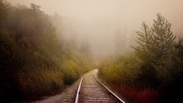 Railway Fog Turn Wallpaper