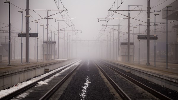Railway Fog Wires Wallpaper