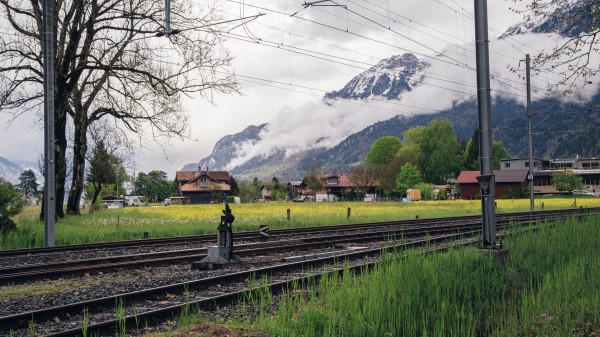 Railway Mountains Grass Wallpaper
