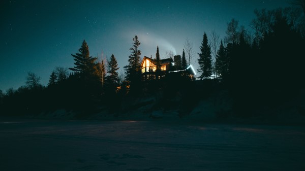 Refuge Night Starry Sky Forest Wallpaper