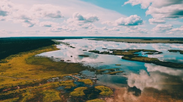 River Aerial View Landscape Image Wallpaper