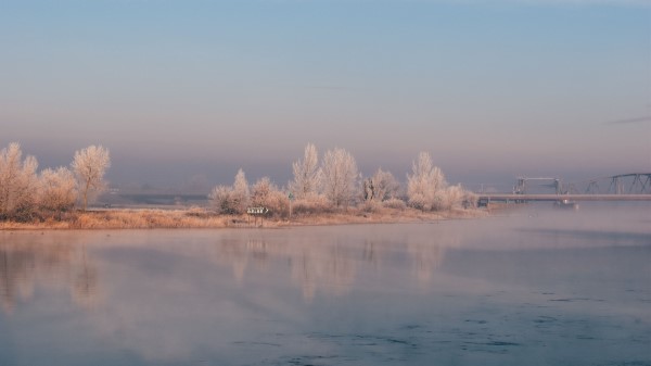 River Fog Shore Wallpaper