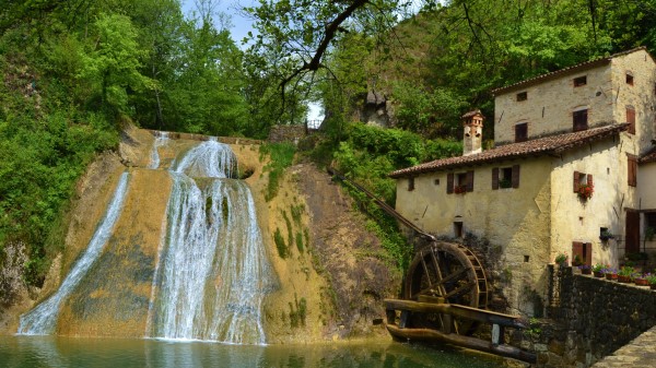 River Mill Trees Landscape Wallpaper