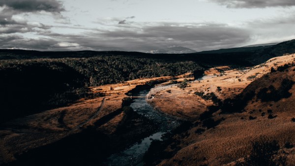 River Over Aerial View Wallpaper