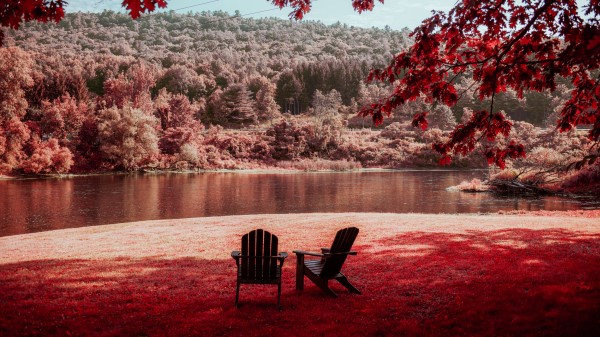 River Shore Chairs Wallpaper