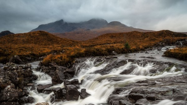 River Stones Waterfall Wallpaper