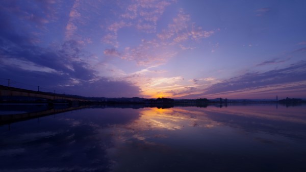River Sunset Horizon Wallpaper
