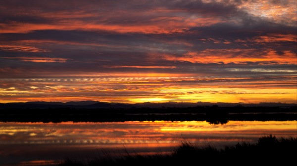 River Sunset Sky Wallpaper