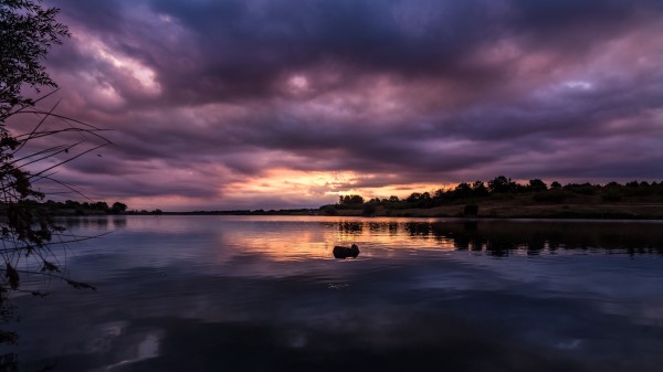 River Sunset Trees Wallpaper