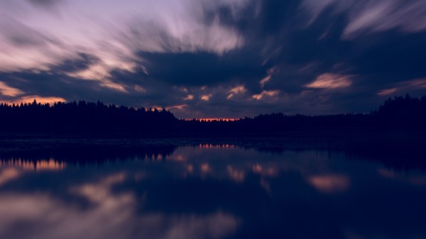 River Trees Dusk Wallpaper