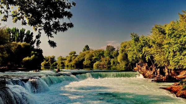 River Waterfall Forest Natur Wallpaper
