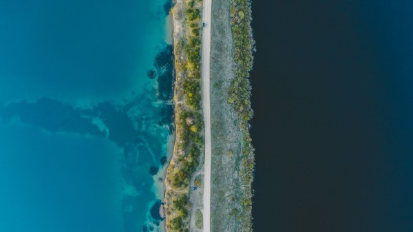 Road Aerial View Water Wallpaper