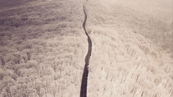 Road Aerial View Winter Wallpaper