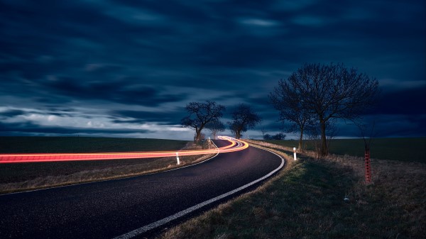Road Long Exposure Turn Wallpaper